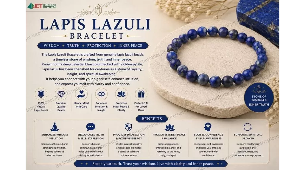 Jet Lapis Bracelet | 8mm Beads | Stress Relief| Protection