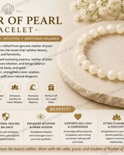 Jet Mother Of Pearl Stone Bracelet | 8mm Beads | Calm & Soothing | Confidence Boost