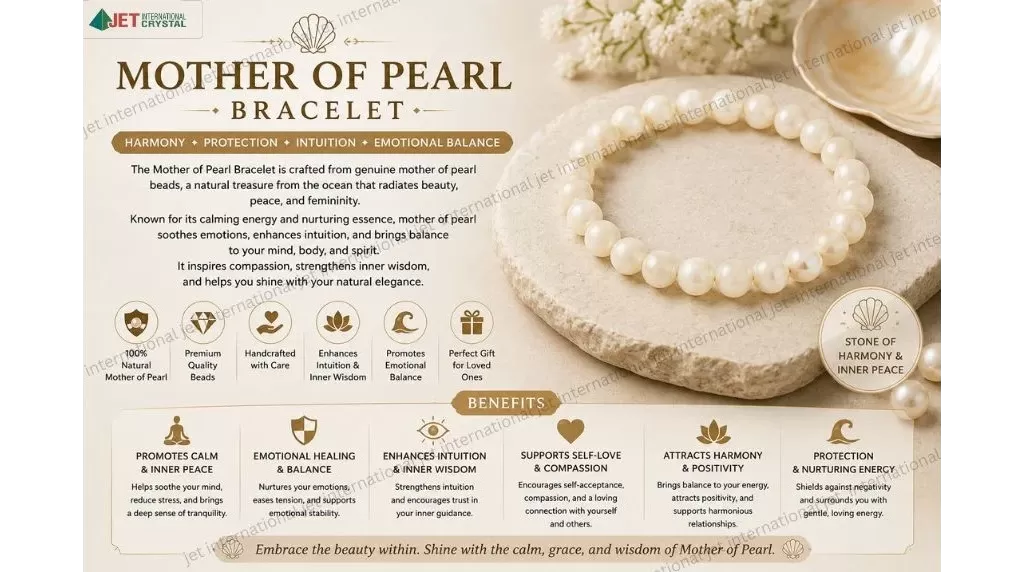 Jet Mother Of Pearl Stone Bracelet | 8mm Beads | Calm & Soothing | Confidence Boost