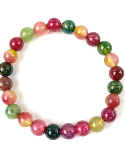 Jet Watermelon Tourmaline Bracelet | 8mm Beads | Chakra Balancing | Positive Energy