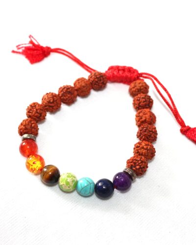 JET RUDRAKSH CHAKRA DRAW STRING BRACELET | 8mm Beads | Energy Protection | Chakra Balancing
