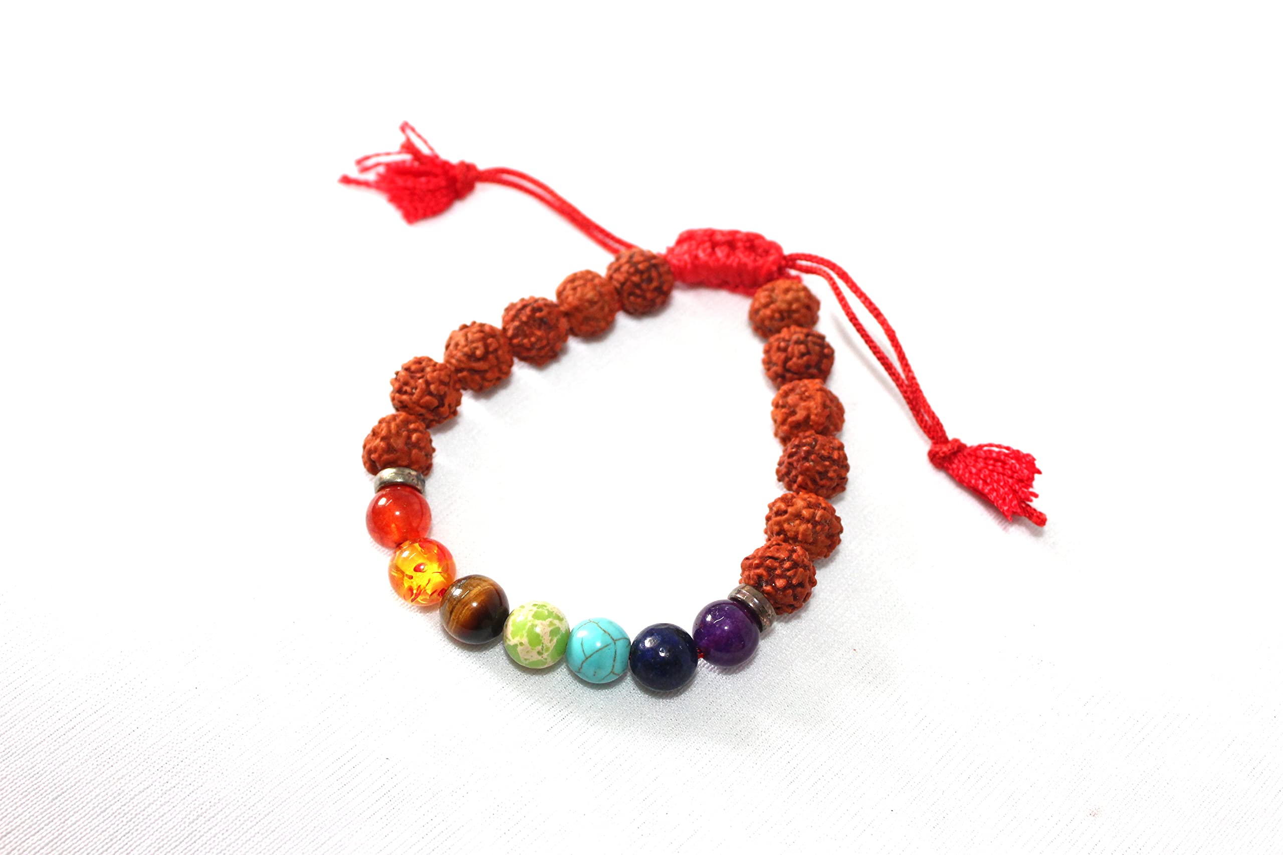 JET RUDRAKSH CHAKRA DRAW STRING BRACELET | 8mm Beads | Energy Protection | Chakra Balancing