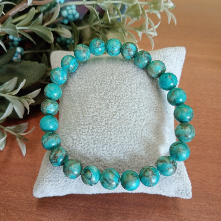 Jet Turquoise Bracelet | 8mm Beads | Emotional balance | Communication