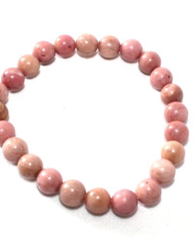 Jet Rhodochrosite Bracelet | 8mm Beads | Chakra balancing | Mental Clarity