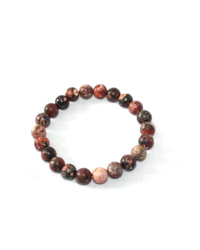 Jet Leopard's Skin Jasper  Bracelet | 8mm Beads | spiritual healing | Confidence | Strength