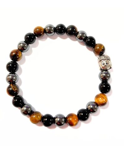 Jet Tiger Black Agate Hematite bracelete | 8mm Beads | Triple protection | Emotional Balance | Grounding