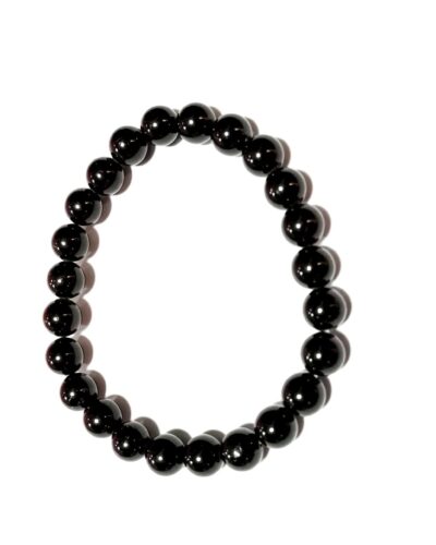 Jet Tourmaline Bracelet | 8mm Beads | Energy Protection | Negative energy removal