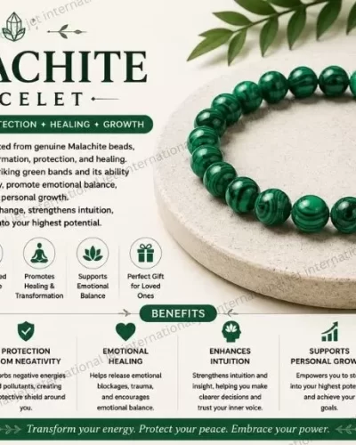 Jet Malachite Bracelet | 8mm Beads | Growth Support | Emotional Healing