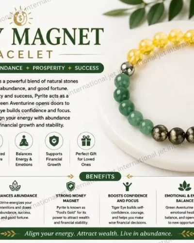Jet Money Magnet Bracelet | 8mm Beads | Wealth Attraction | Financial Growth