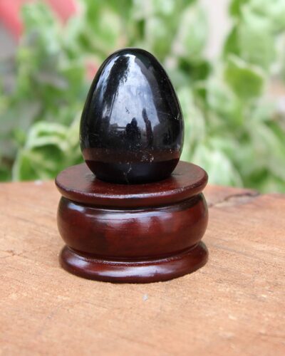 Black Tourmaline Gemstone Egg | 2-inch | Grounding and stability | Home Office Decor