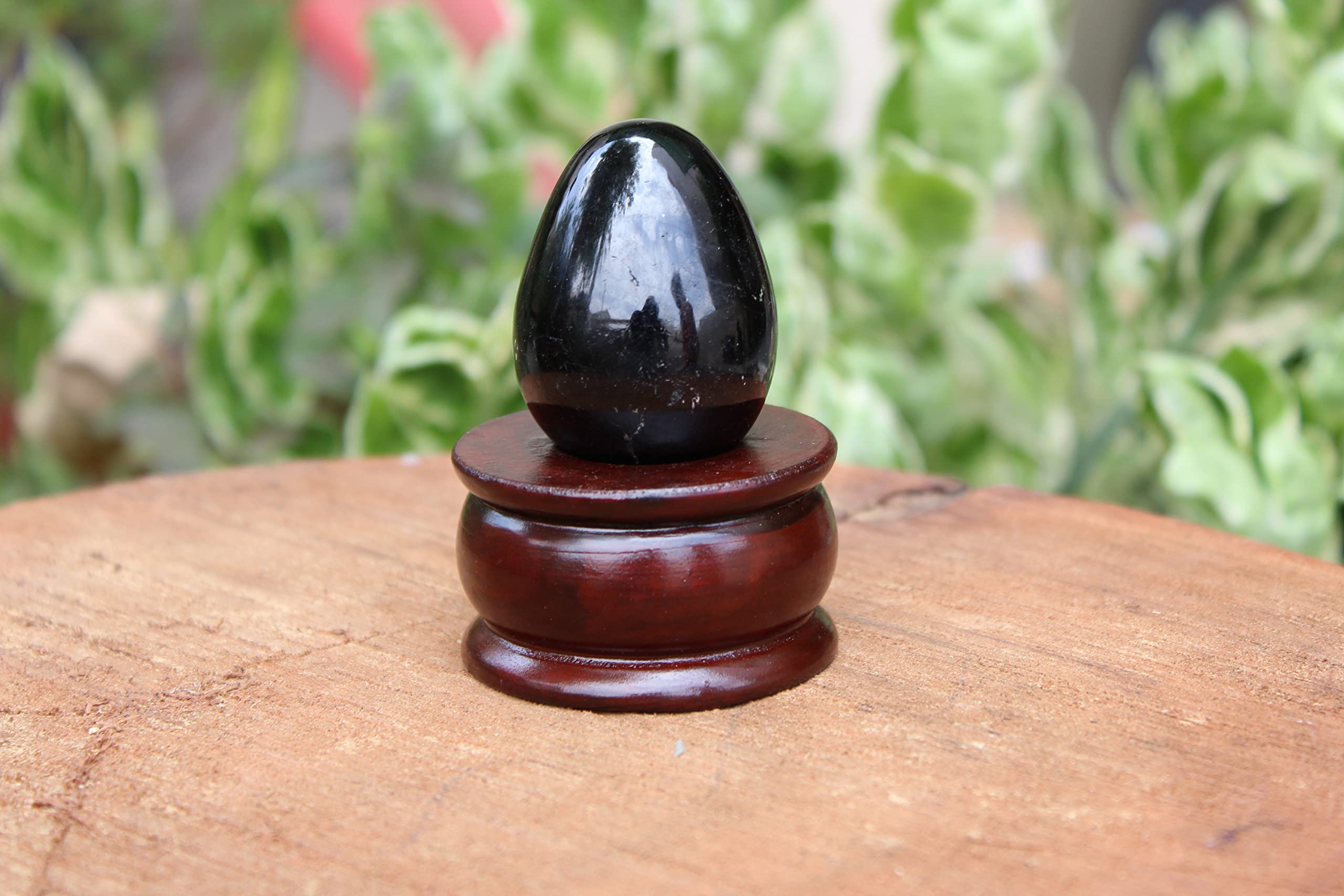 Black Tourmaline Gemstone Egg | 2-inch | Grounding and stability | Home Office Decor