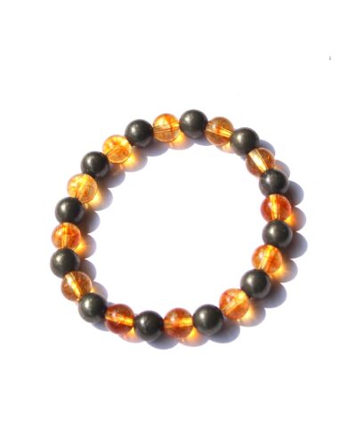 Jet Citrine Pyrite Combination Bracelet | 8mm Beads | Prosperity Boost | Wealth Attraction
