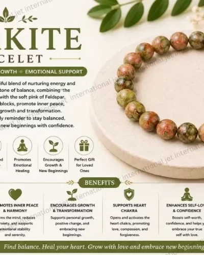 Jet Unakite Bracelet | 8mm Beads | Spiritual Balancing | Inner Growth