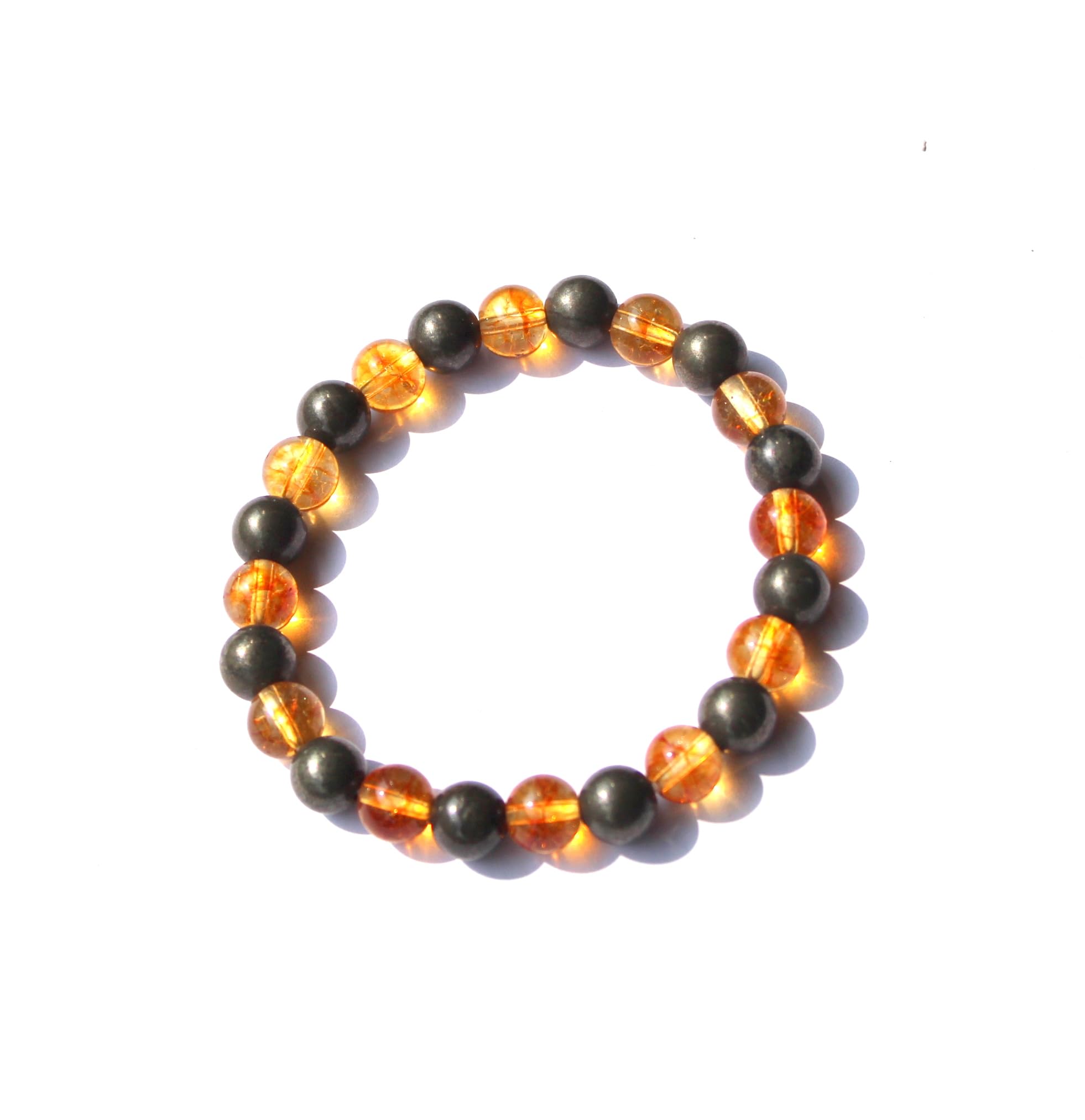 Jet Citrine Pyrite Combination Bracelet | 8mm Beads | Prosperity Boost | Wealth Attraction
