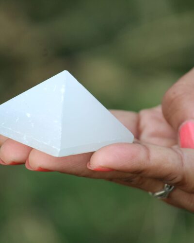 Selenite Stone Pyramid | 1.5-inch Approx. | Cleansing & Energized | Natural Stone | Home Decor