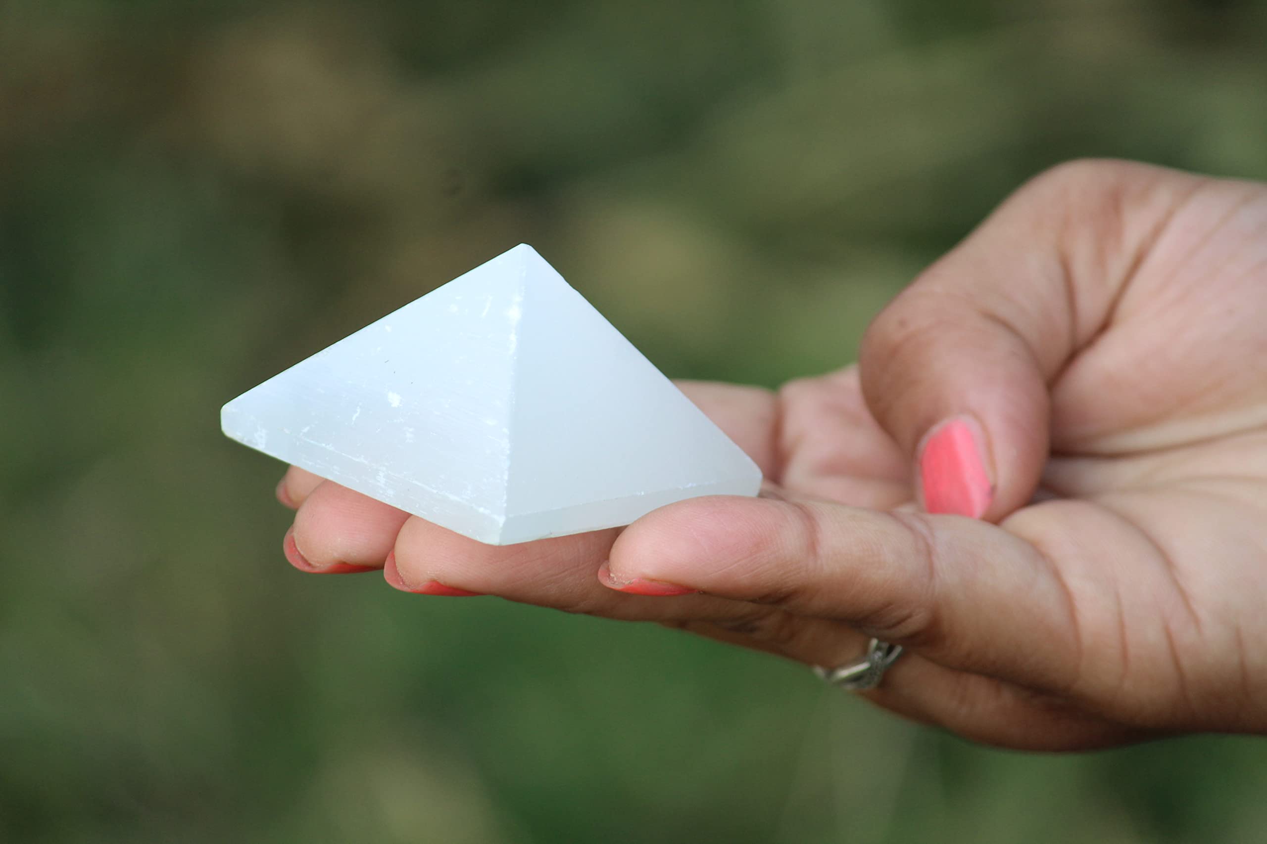Selenite Stone Pyramid | 1.5-inch Approx. | Cleansing & Energized | Natural Stone | Home Decor