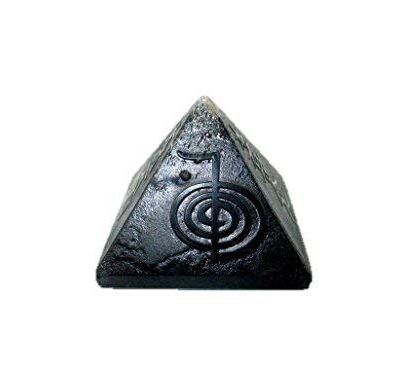 Usui Embossed Black Obsidian Pyramid | 1.5-2 inch Approx. | Reiki Balance | Home Decor
