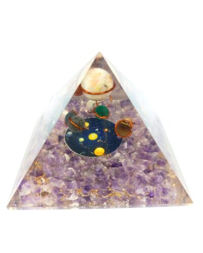 Amethyst 9 Planets Orgone Pyramid | Stress-Calmness-Growth | Vastu Balancing