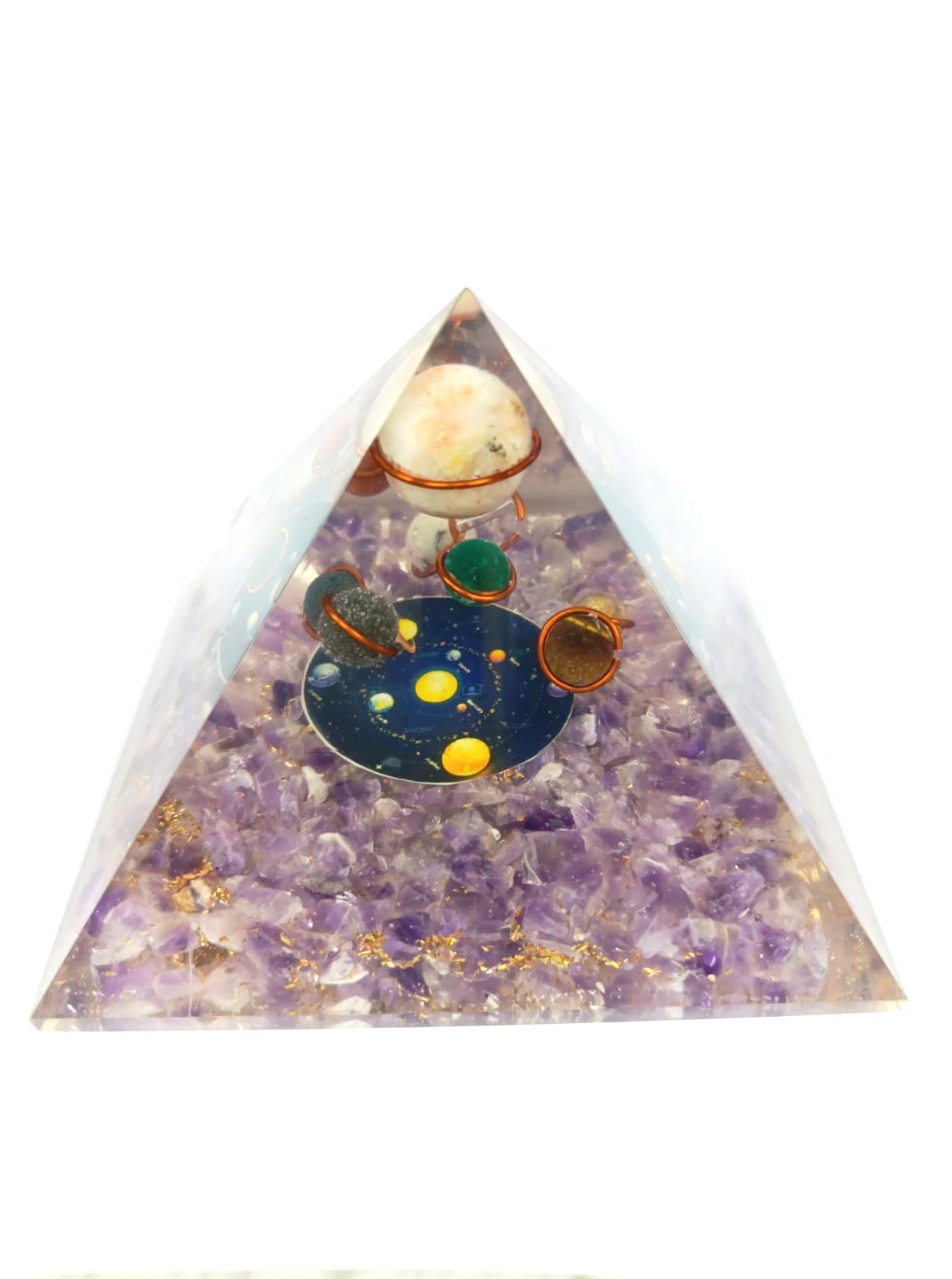 Amethyst 9 Planets Orgone Pyramid | Stress-Calmness-Growth | Vastu Balancing