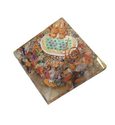 Mix Chakra Flower Of Life Orgone Pyramid | Yoga Mediation , Chakra Healing | Handmade | Home Office Decor