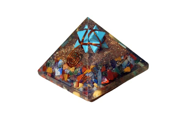 Turquoise Merkaba Orgone Pyramid | Self Acceptance & Truth | Handmade | Home Office Decor