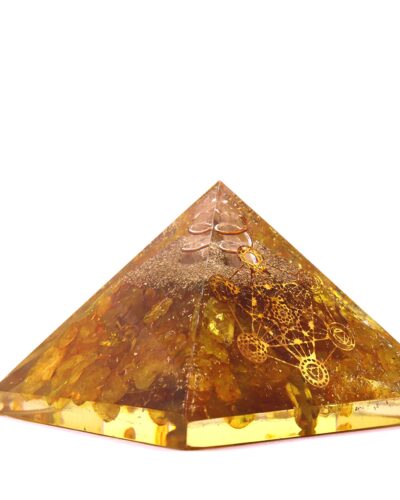 Citrine Metatron Orgone Pyramid | Wealth , Prosperity & Creativity | Handmade | Home Office Decor