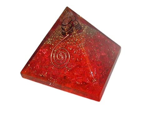 Red Onyx Orgone Pyramid | Physical Strength & Destiny protection | Handmade | Home Office Decor