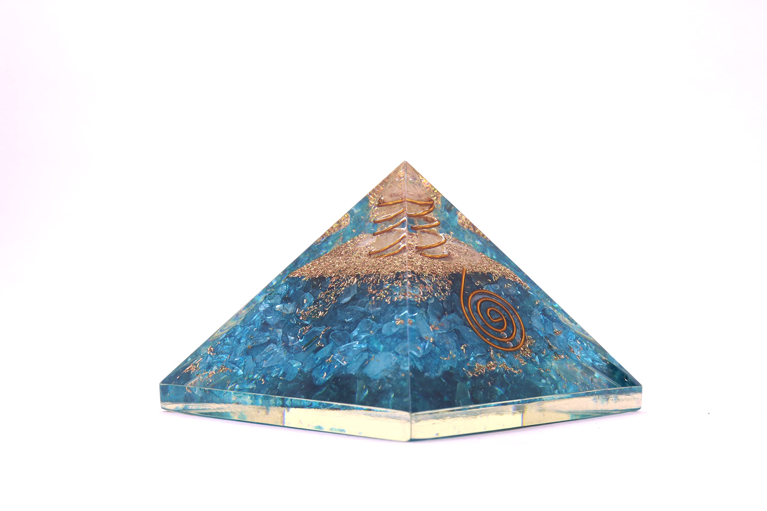 Blue Onyx Orgone Pyramid | Spiritual Healing | Handmade | Home Office Decor