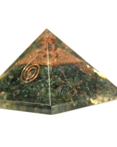 Green Mica Orgone Pyramid | Clarity Self-worth | Handmade | Home Office Decor