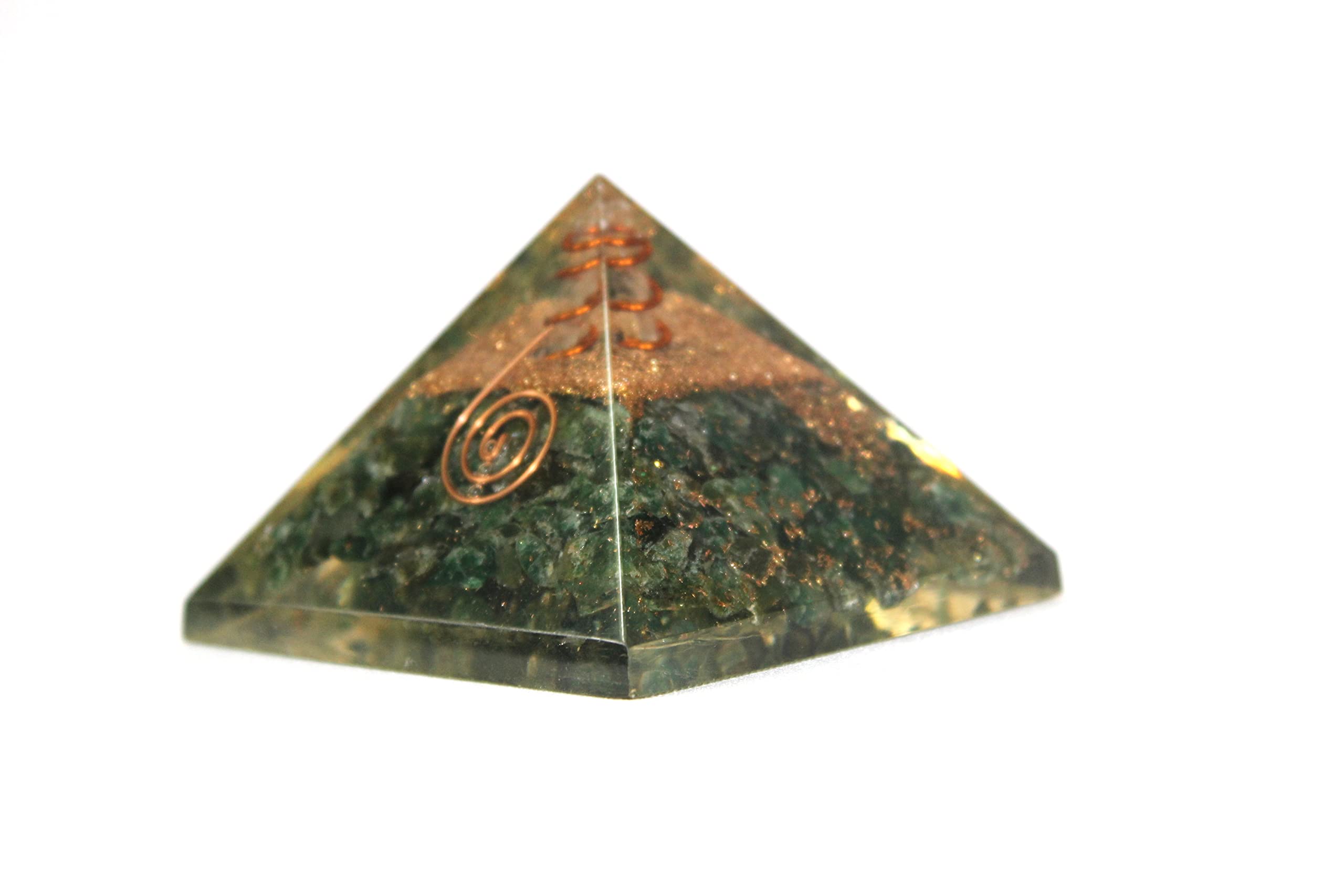 Green Mica Orgone Pyramid | Clarity Self-worth | Handmade | Home Office Decor