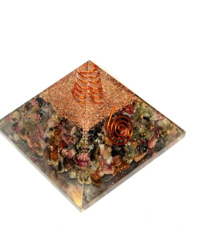Multi Tourmaline Orgone Pyramid | Emotional Balance & Confidence | Handmade | Home Office Decor