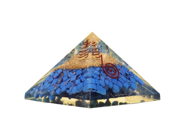 Turquoise Orgone Pyramid | Self Acceptance , Truth | Handmade | Home Office Decor