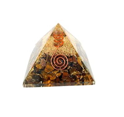Tiger Eye Orgone Pyramid | Protection | Handmade | Home Office Decor