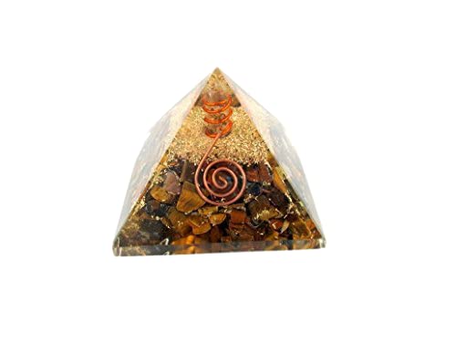 Tiger Eye Orgone Pyramid | Protection | Handmade | Home Office Decor