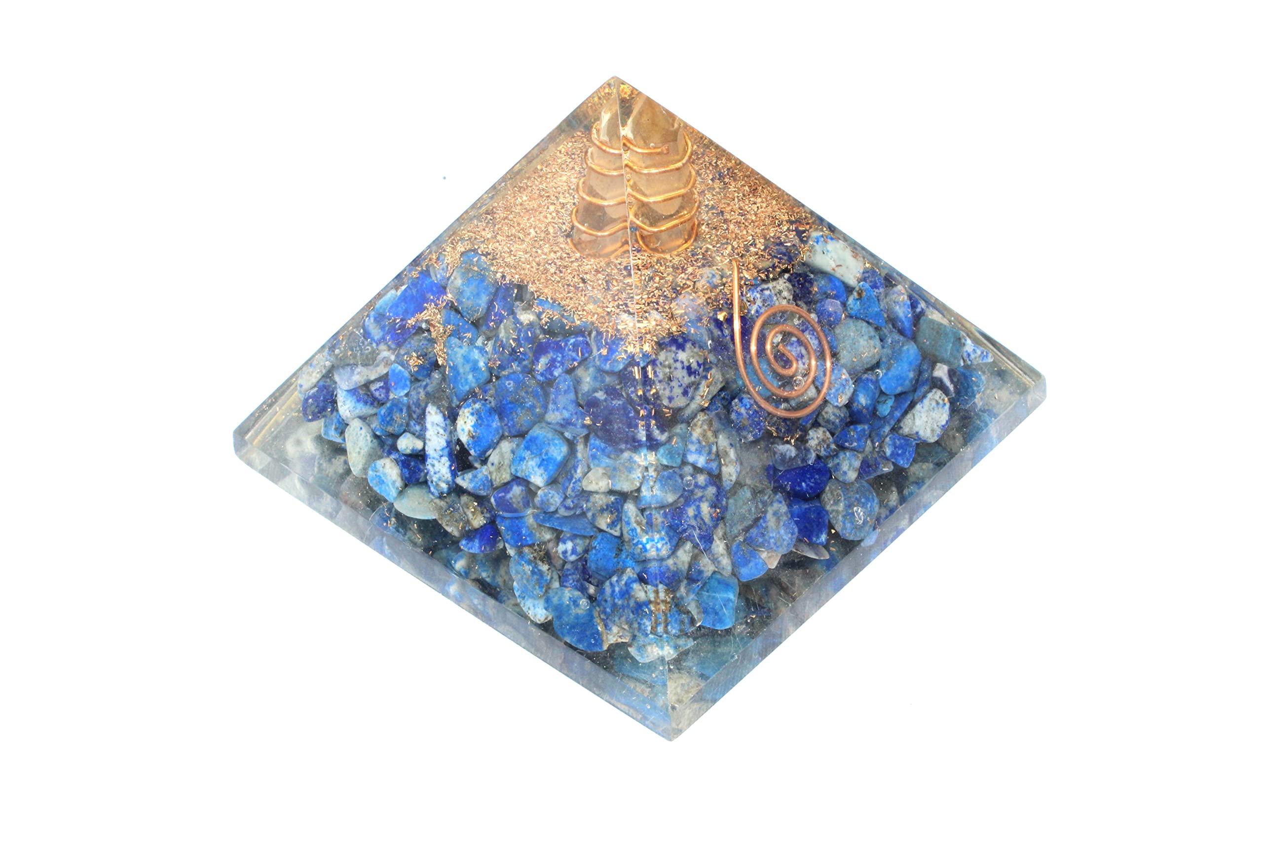 Lapis lazuli Orgone Pyramid | Focus Wisdom And Truth | Handmade | Home Office Decor