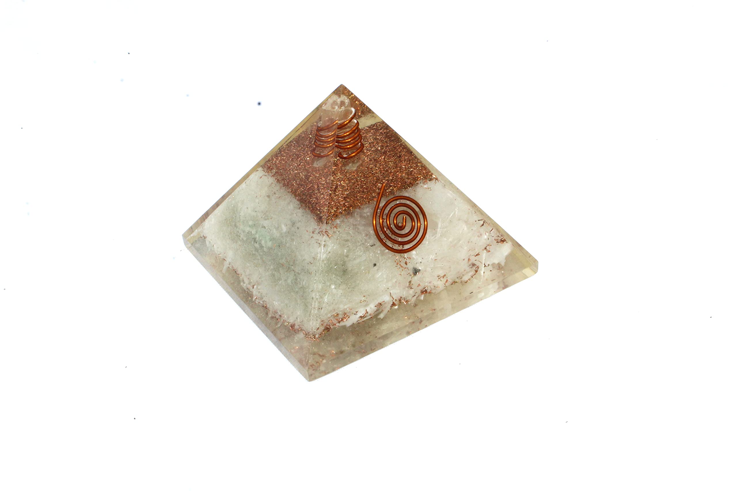 Selenite Orgone Pyramid | Spiritual Energy | Handmade | Home Office Decor