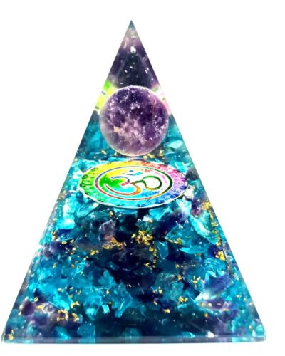 Amethyst Aum Ball Orgone Pyramid | Stress Relief , Positive Energy | Handmade | Home Office Decor
