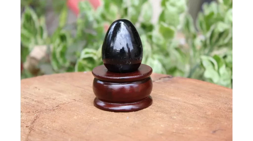 Black Tourmaline Gemstone Egg | 2-inch | Grounding and stability | Home Office Decor