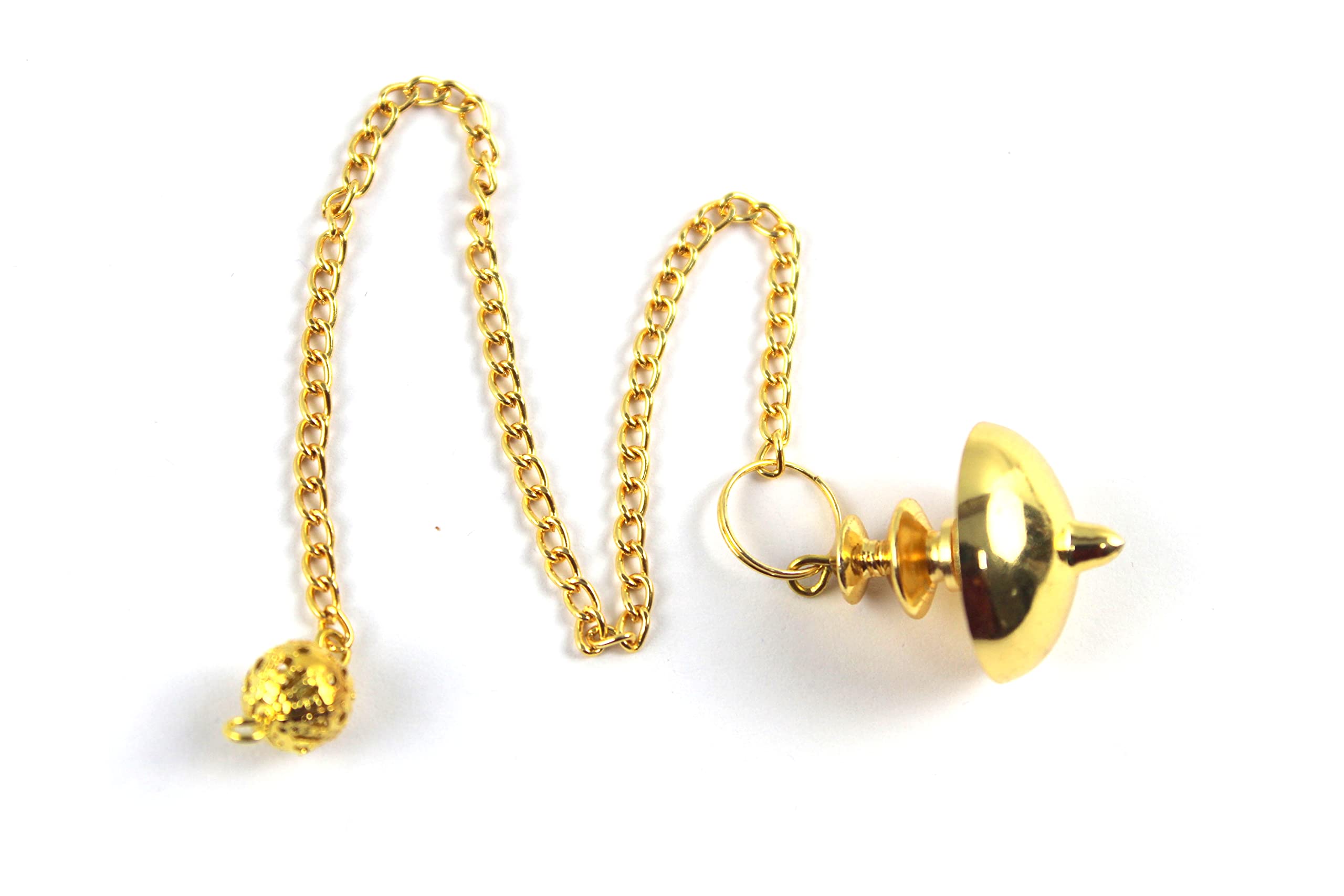 Disc Gold Plated Pendulum | Energy Balancing | Spiritual Tool With Chain