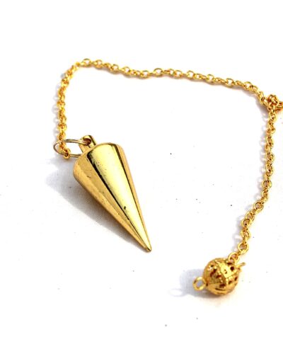 Cone Chamber Gold Plated Pendulum | Spiritual Energy , Healing | Metal Pendulum