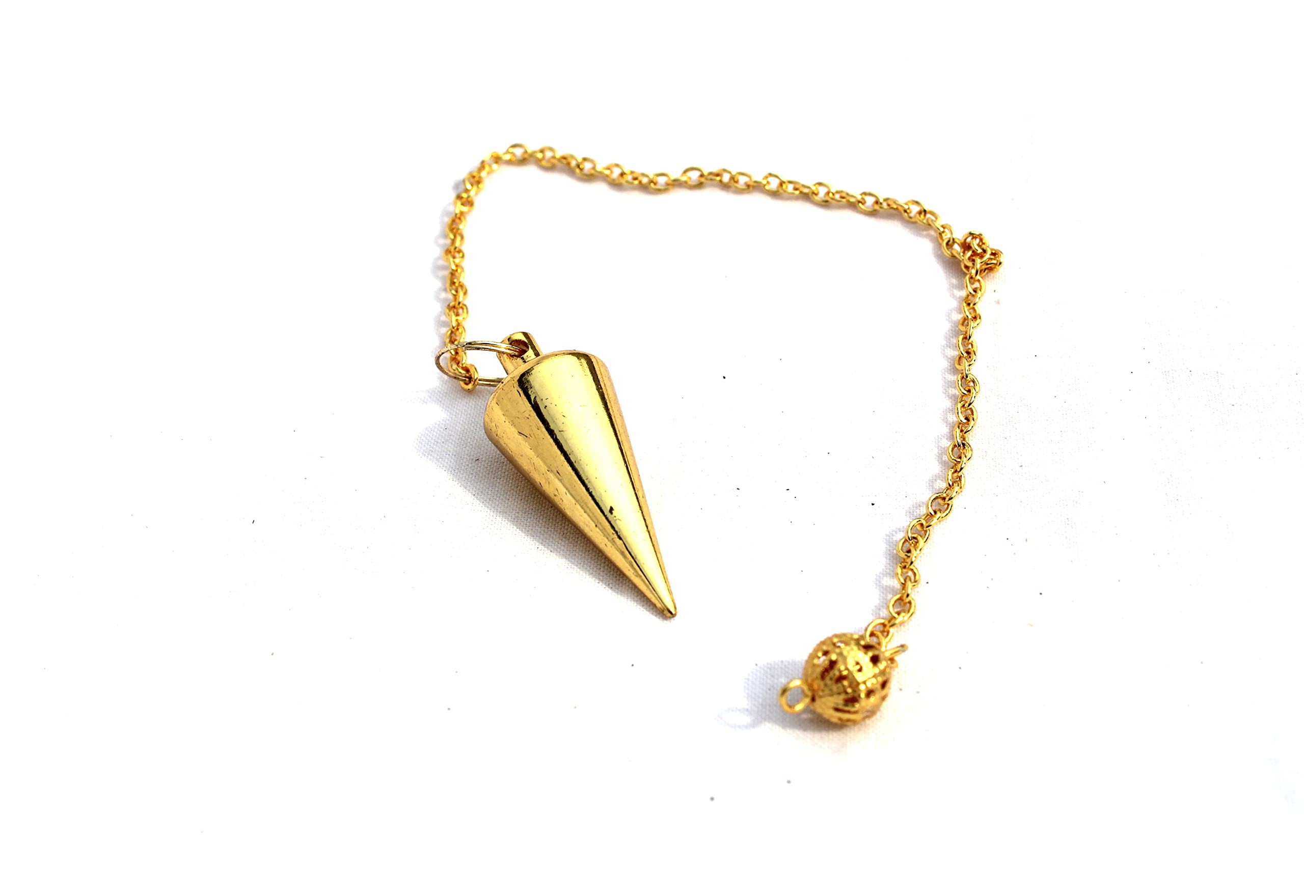 Cone Chamber Gold Plated Pendulum | Spiritual Energy , Healing | Metal Pendulum