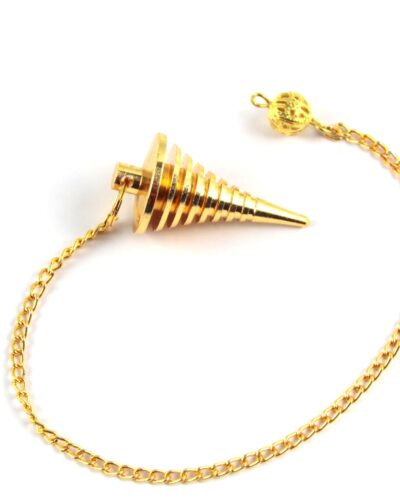 Twisted Coil Cone Gold Plated Pendulum | Healing | Spirituality | Meditation | Metal Pendulum