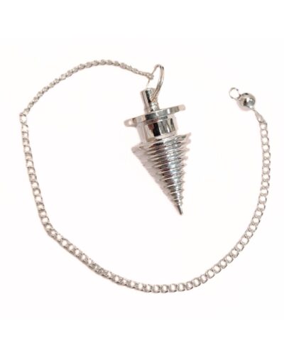Twisted Coil Top Silver Plated Pendulum | Spirituality | Dowsing Pendulum | Healing | Metal Pendulum