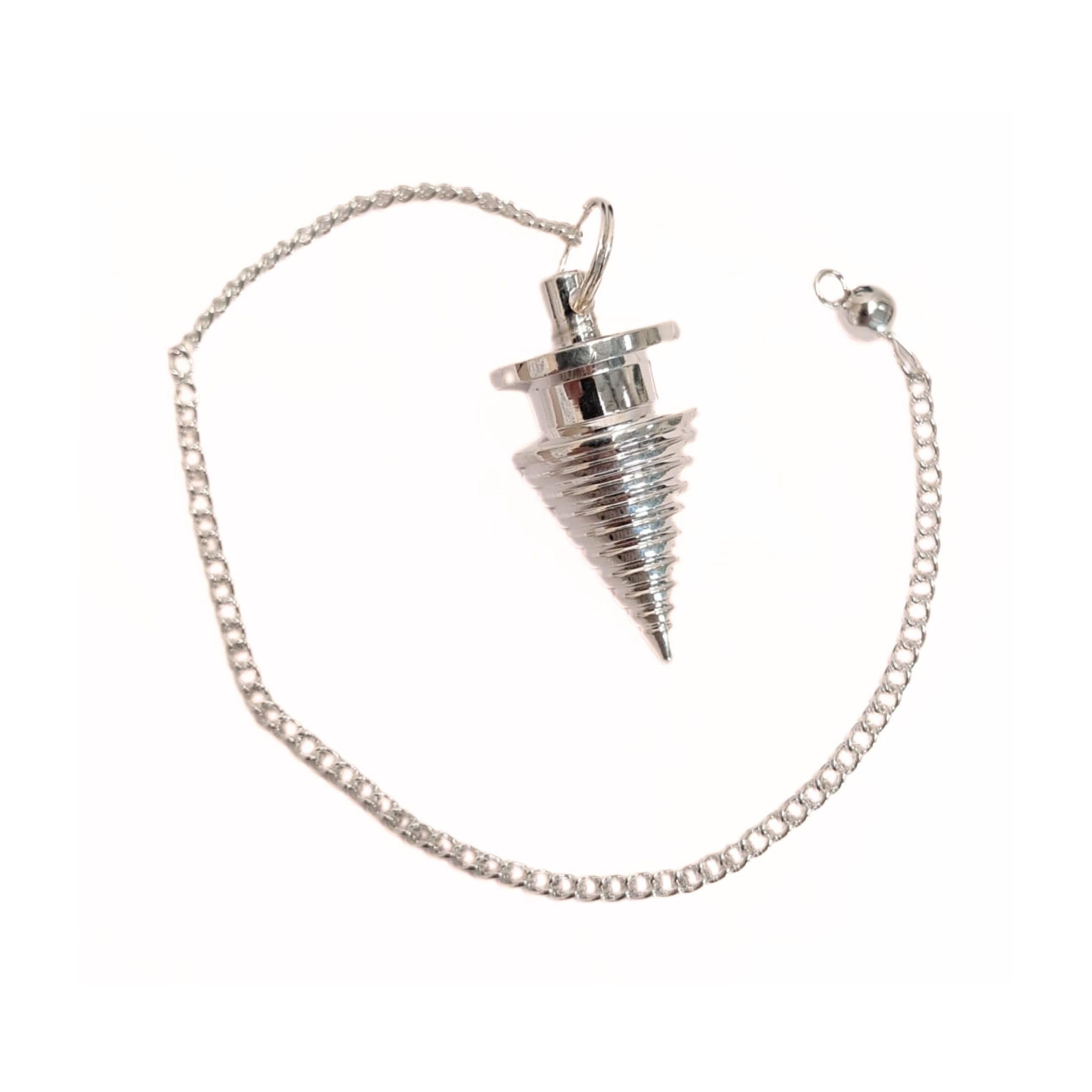 Twisted Coil Top Silver Plated Pendulum | Spirituality | Dowsing Pendulum | Healing | Metal Pendulum