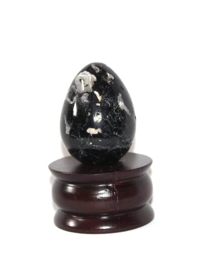 Black Tourmaline Gemstone Egg | 2-inch | Grounding and stability | Home Office Decor