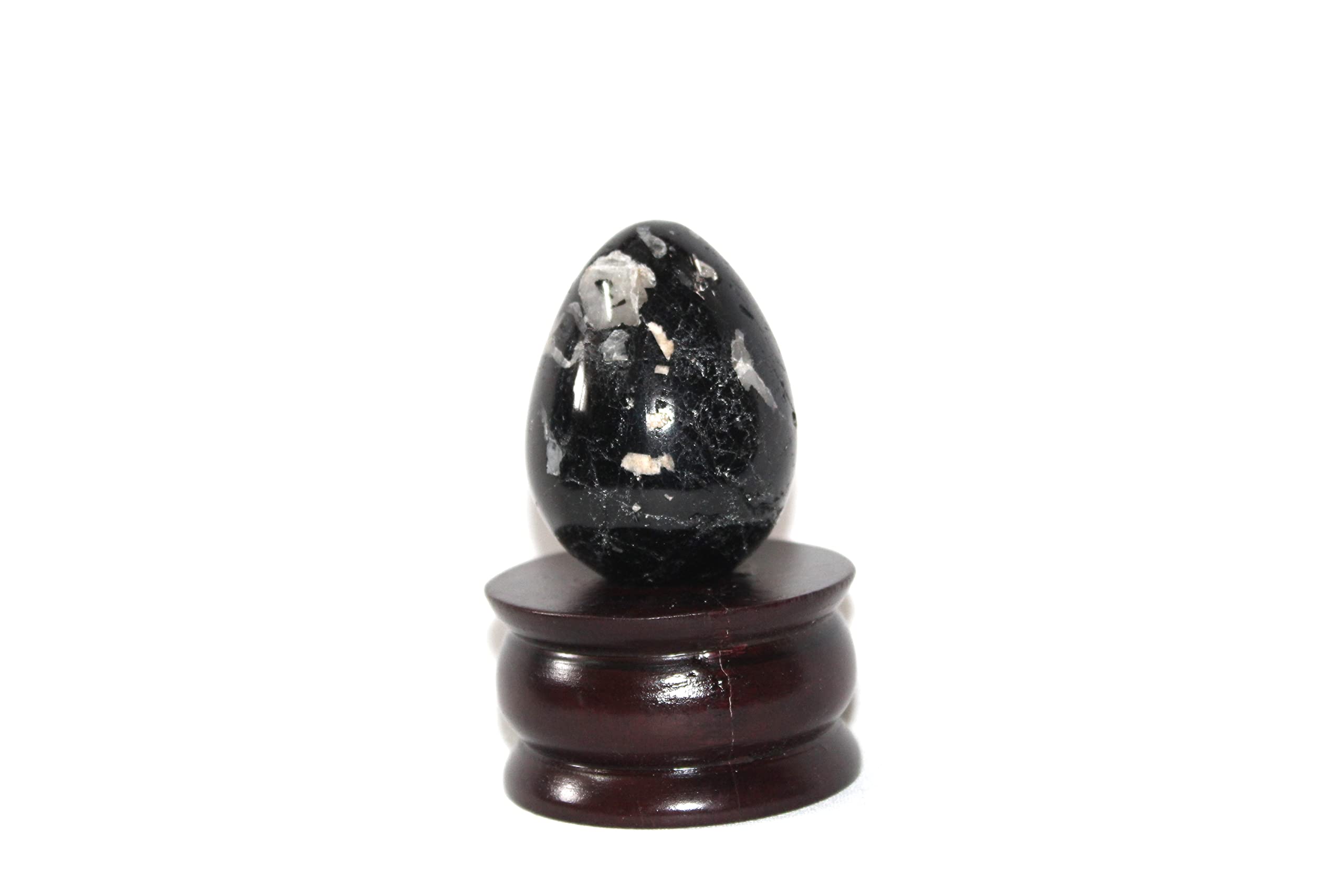 Black Tourmaline Gemstone Egg | 2-inch | Grounding and stability | Home Office Decor