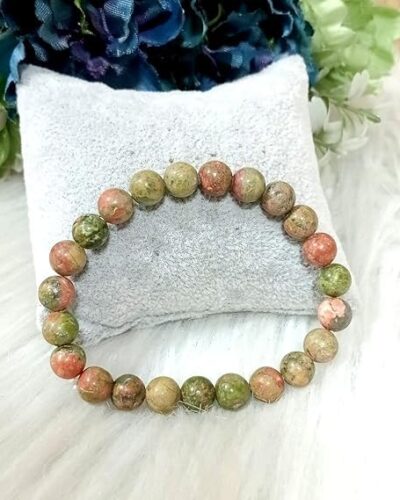 Jet Unakite Bracelet | 8mm Beads | Spiritual Balancing | Inner Growth