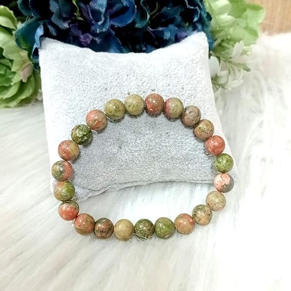 Jet Unakite Bracelet | 8mm Beads | Spiritual Balancing | Inner Growth