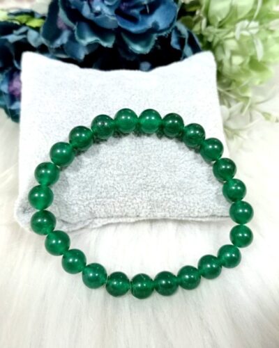Jet Green Jade Bracelet | 8mm Beads | peace & emotional balance | Luck attraction