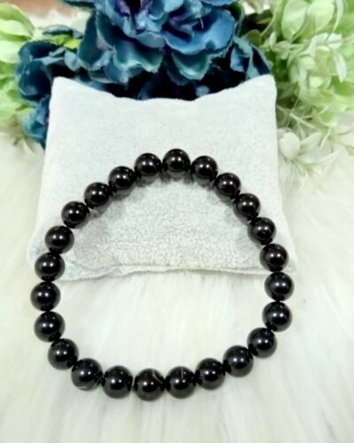Jet Tourmaline Bracelet | 8mm Beads | Energy Protection | Negative energy removal